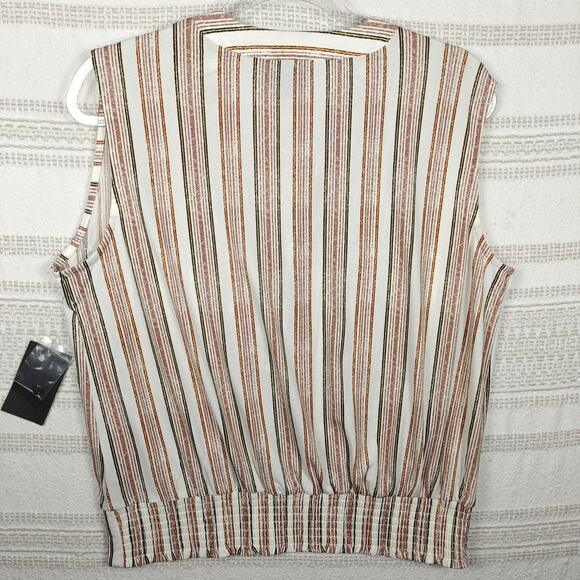 Fifty Street Striped Sleeveless Blousey Tank Top Career Work Shirt XL NWT - Picture 2 of 9